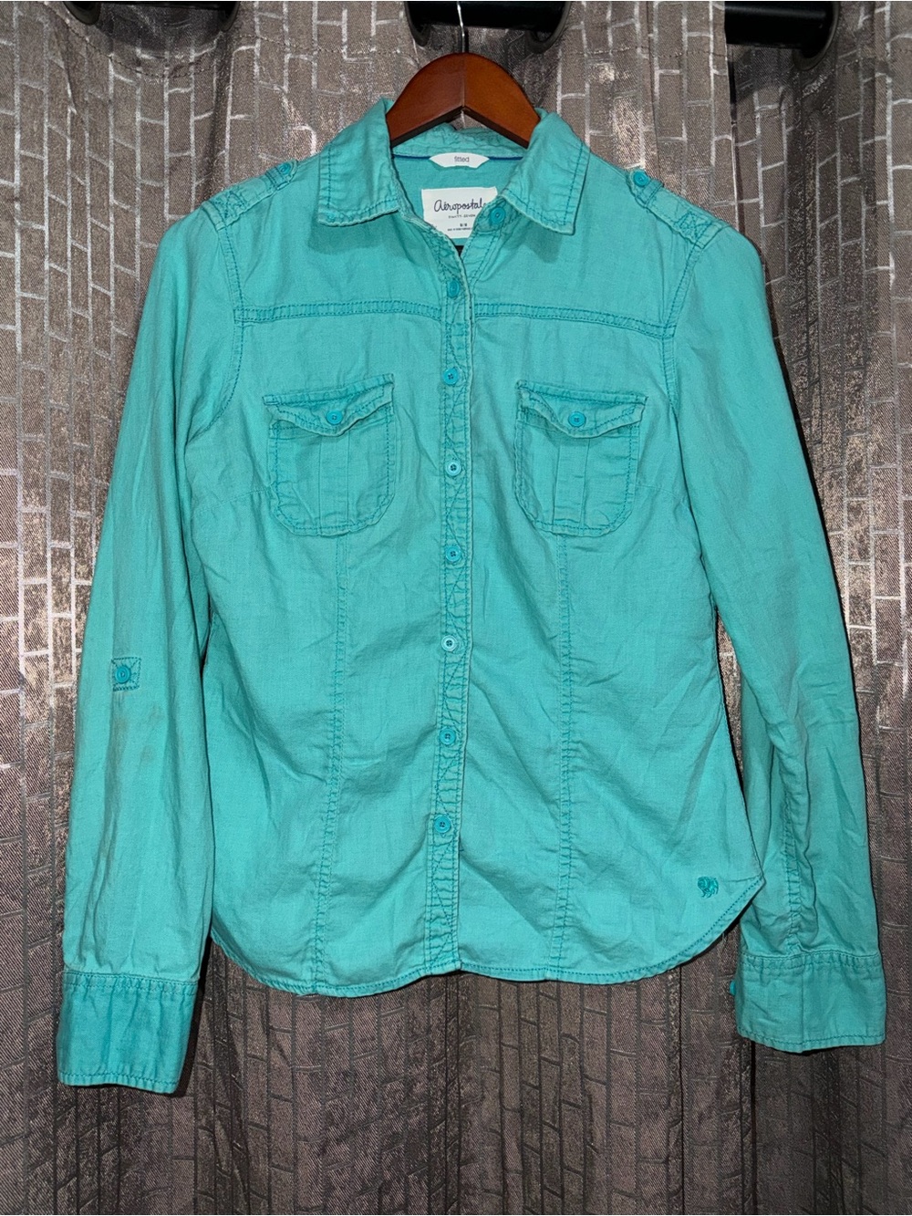 Vintage Aeropostale Teal Button-Down Shirt
